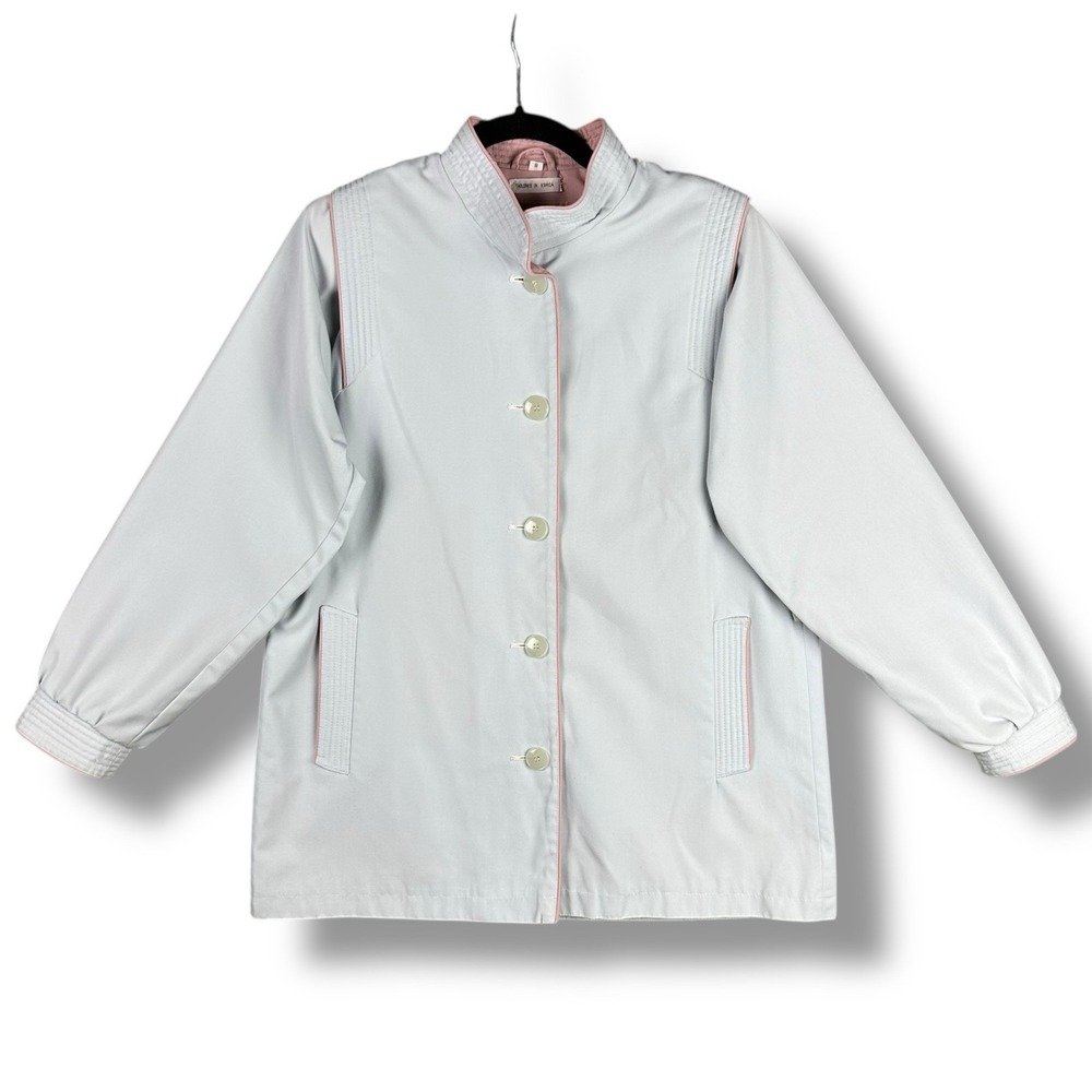 Vintage Townhouse Windbreaker Women's Small Light Blue w/Pink Trim 1980's GUC‎